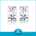 Guangdong Supplier Fashion Silver Stud Earrings Crystal (J-0113-E)